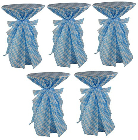Sensalux, 5 Stehtischüberwürfe/die preisgünstige Alternative zur Husse(Nicht genäht) abwischbar - Wiesn, Oktoberfest, blau weiß für Tischdurchmesser 60-70 cm