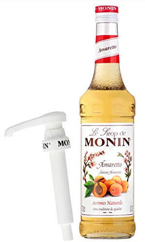 Monin Coffee Syrup in Amaretto 70cl Glass Bottle & 70cl Pump Set