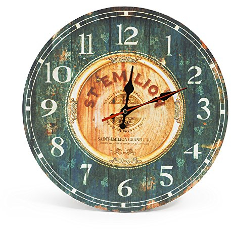 LOHAS Home 12 Zoll/30CM Holz Wanduhr/Küchenuhr im Landhausstil Stille Nicht-tickende für die Küche,Home Office, Wohnzimmer und Schlafzimmer (Tiefes Ozeanblau)