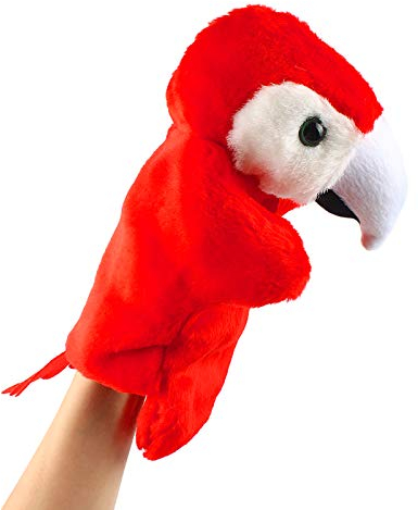Andux Zone Schöne Plüsch Handpuppe Stofftier Spielzeug (SO-07 Roter Papagei)