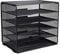EasyPAG Desktop 5 Tier A4 Mesh in Tray Office Desk Tidy File Holder Magazine Organiser Paper Storage Rack,Black