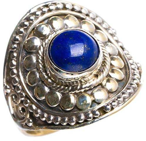 StarGems 925er Sterling Silber Lapis Lazuli Einzigartig Handgefertigt Ringe 58 (18.8) Y5024