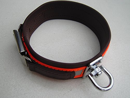 MJH Schweißhalsung Reflex vernäht Super Heavy 38mm breit braun/orange mit Sprenger ClickLock Verschluss u. Schweißwirbel (50cm)