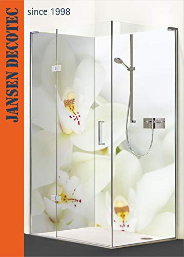 Eck-Duschrückwand, 2 Segmente je 90x200cm, Motiv: Orchideenblüte