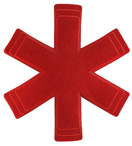 Uteruik Pans and Pots Protectors Mat, Perfect for Pot, Pan Skillet, Bowl, Cookware, Bakeware, Ceramic Dish, Saucepans Avoid Scratching Separator, 6pcs (Red)