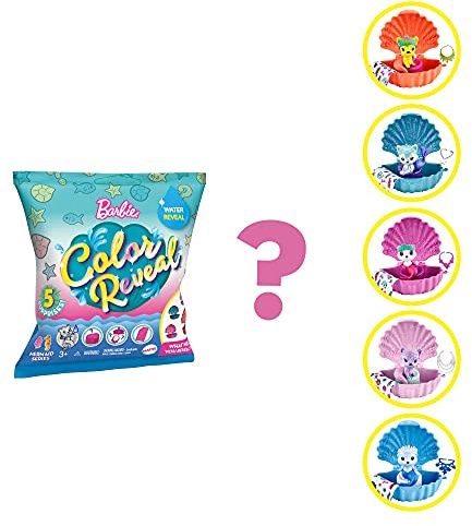 Barbie Color Reveal, Cuccioli nelle Conchiglie, Assortimento a Sorpresa, Giocattolo per Bambini 3+ Anni, GTP74