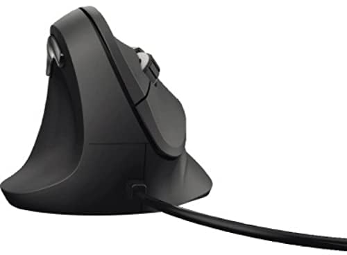 Hama Linkshänder-Maus mit Kabel ergonomisch EMC-500L (Maus Links, Wired Mouse vertikal, 6-Tasten Maus kabelgebunden mit optischem Sensor 1000/1400/1800 DPI), schwarz