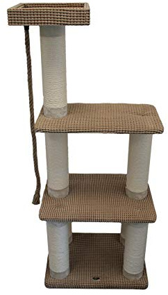 Bontoy Kratzbaum Cleo in Hellbraun I 60 x 44 x 150 cm I mit 12 cm Sisalstämmen I Stabiler Katzenkratzbaum