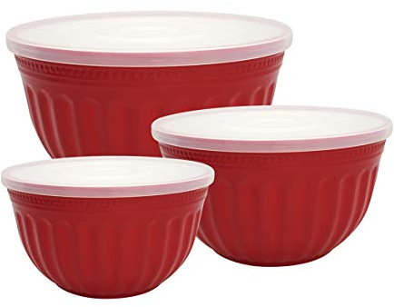GreenGate - Schüssel mit Deckel - Alice - Kunststoff - rot - 3er Set