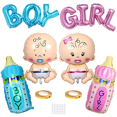 Xihuimay 6 Stück Party Ballons Helium Ballon It's a Boy/Girl Aluminium Ballon es ist EIN Junge/Mädchen Luftballons Baby Flasche Buchstaben Ballon Baby Dusche Hochzeit Geburtstagsfeier Deko, Blau Rosa