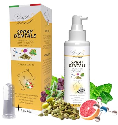 LexyFriend - Spray Dentale Enzimatico per Cani e Gatti | Dentifricio Naturale per Igiene Orale Cane Gatto | Rimedio Tartaro e Alitosi | Facile da Usare