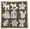 DARO DEKO Holz Dekohänger 6 x 7cm Mix 54 Stück Anhänger Weihnachtsbaum Christbaumschmuck Silber