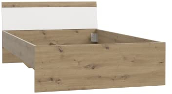 FORTE Arkina Jugendbett mit Liegefläche 120 x 200 cm , Holzwerkstoff, Artisan Eiche + Weiß, B x H x T: 125,3 x 76,8 x 210 cm