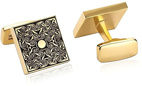 Skcess Manschettenknöpfe Herren Goldschwarz, Manschettenknöpfe Herren Quadrat Hemd-Manschettenknöpfe Rostfreier Stahl Geschenke für Herren Und Damen