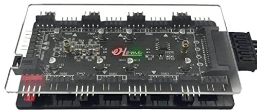 Pwm Temperature Controlled Fan Hub, 5V Argb 12V Rgb Multifunction Converter for Desktop Computer Case Fan