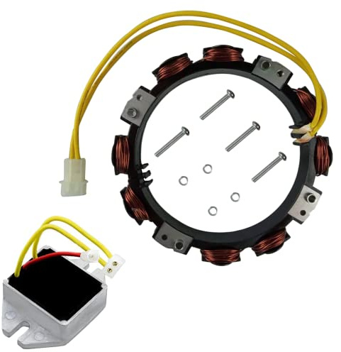 592830 Stator-Lichtmaschine mit 845907 Spannungsregler, passend für 394890 393374 | 691185 696458 691064 passend für John Deere D150 D170 GT235 S2546 S2046 SST18 X330 Z225 Z465 Z625 Z665 Cub GMT085 Rasenmäher