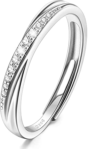 KALVICA 925 Sterling Silber Ringe für Frauen Damen Silber verstellbarer Ring mit Zirkonen Hochzeit Versprechen Ewigkeit Ring für Frauen