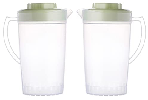 Healeved 2 Stücke Großer Wasserkaraffe mit Deckel Kunststoff Groß Für Saft Tee Und Getränke Praktische Transparente Karaffe Für Zuhause