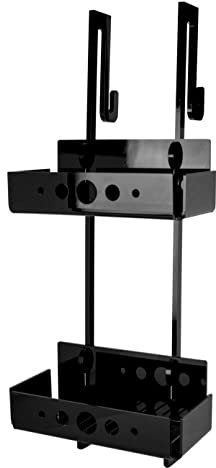IKONA Porta Shampoo Doccia Nero Da Appendere In Plexiglass struttura sp.8 mm Con Ganci Per Asciugamani e Accappatoi | Prodotto in Italia (H. 65 x L. 20 cm x P. 10 cm) (NO VITI SMALL))