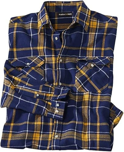 ATLAS FOR MEN - Chemise pour Homme - Chemise à Carreaux en Flanelle - Confortable et Chaude - 100% Coton - Coupe Ample - Disponible en Grandes Tailles du M au 5XL
