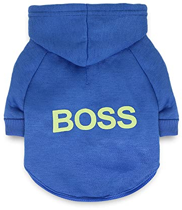 LtuzPet Hund Hoodie Boss Druck Hund Pullover Weiche Fleece Haustier Kleidung Warme Hund Jacke Mantel