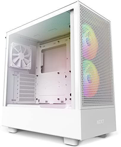 NZXT H5 Flow RGB Compact ATX Mid-Tower PC Gaming Case - Pannello frontale perforato ad alto flusso d'aria - Pannello laterale in vetro temperato - Gestione cavi - 2 ventole F140 RGB Core - Supporto