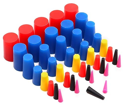 Tnisesm 42Pcs High Temp 1/16 to 3/4 Silicone Rubber Tapered Plug Kit for Powder Coating, Cerakote, Paint & General Sealing - Non-Toxic, Flexible & Reusable