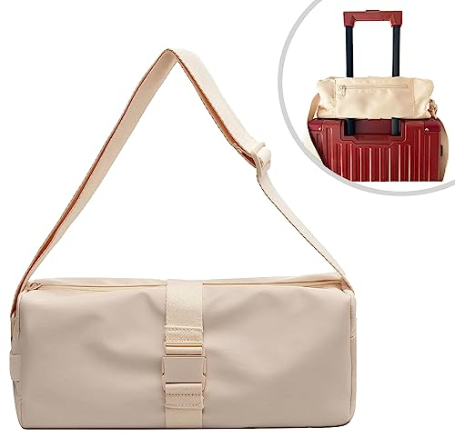 Klein Sporttaschen Für Damen und Herren, Woukksy Reisetasche Tragbar Wasserdicht Fashionable Crossbody Bag Für Wochenendausflug, Fitnessstudio, Schwimmen, Reisen, Yoga und Sauna (Weiß)