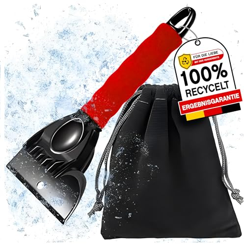 nedit Eiskratzer Auto - 1 Stück - Scharfe Klinge - Schnell und Sicher öhne Kratzer- Robustes Material - Eiskratzer 2 in 1 - Gute QUALITÄT (rot)
