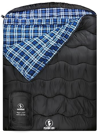 FORINBUY Winter Doppelschlafsack aus Flanell für Erwachsene – Schlafsack 2 Personen Outdoor Warmer Deckenschlafsack, Queen Size – Ideal für Familien Camping und RV-Reisen 230 * 150CM
