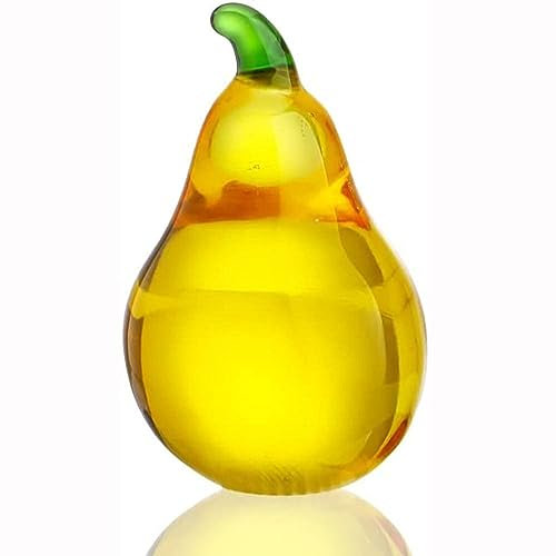 hobbyme Gelbe Kristallbirnen-Kollektion, Glas Obst Büro Tischplatte Ornamente, Künstlerische Glas Birne Figuren, Glas Obst Home Küche Dekorationen, Tischplatte Ornamente