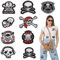 duoyif Flicken Zum Aufbügeln Totenköpfe Patches Zum Aufnäher Bestickte Aufnäher Diy Bügelflicken Totenkopf Bügelbilder Für Aufnähen Schädel Patches Zum Aufnäher Kleidung Jeans Rucksäcke 9Pcs (B)