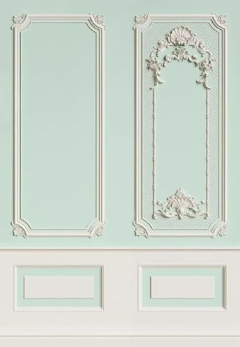 Casa Padrino Luxus Barock Vliestapete Mintgrün/Grau - Barockstil Wohnzimmer Tapete mit elegantem Stuck Muster - Wanddeko im Barockstil - Barock Tapeten - Tapeten im Barockstil