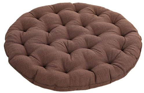 LZTENRETO Große Bodenkissen,Rund Leinen Futon-Kissen Japanischer Stil Getuftet Boden-Kissen Meditations-Kissen für das Sitzen auf dem Boden Fenster-Kissen für Yoga Sofa Balkon (Kaffee,75x75x10cm)