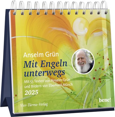 Wochenkalender 2025: Mit Engeln unterwegs: Mit 53 Texten von Anselm Grün und Bildern von Eberhard Münch | Tischkalender zum Aufstellen mit Engel-Motiven, aufbauende Impulse für jede Woche