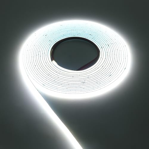 KISUFU COB LED Streifen 12 V, Flexibel 384 LEDs/m, IP65 Wasserdicht für Innenbereich - Feenlichter für Zuhause, Schrank, Schlafzimmer, TV, Spiegel, DIY-Beleuchtung