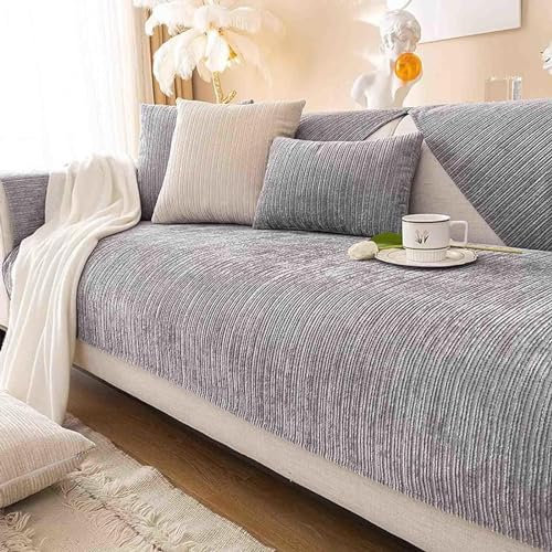 HLTQL Sofaschoner rutschfest L Form，Sofa Überwurfdecke Wasserdicht，Couch Bezug Ecksofa Schmutzabweisend Sofaschutz Hund Kratzschutz Katze,NGrey-110x180cm