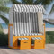 CIADAZ Strandkorb mit Dach, Strandkörbe, Roofed Beach Chairs, Strandkorb Für Draußen, Poly Rattan und Massivholz Weiß & Grau