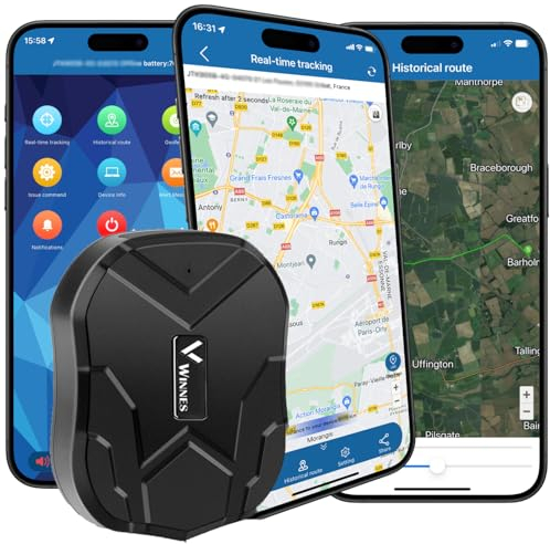 Winnes GPS Tracker Ohne ABO GPS Tracker Auto 90 Tage Lange Standby Geofencing Mehreren Alarmen Magnetisch und Wasserdicht mit Kostenloser App 5000mAh