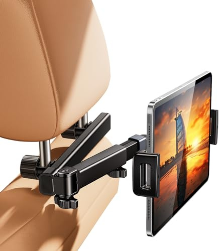 nediea Tablet Halterung Auto, Kopfstützen Tablet Ständer mit Faltbare Verlängerungsarm, 360° Drehung Rücksitz Tablethalterungen für Kinder, KFZ Tablet-Halterung für iPad, Kompatibel mit 4,7-12,9 Zoll