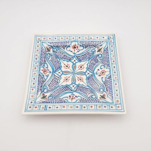 YODECO - Plato cuadrado marroquí (24 cm), color turquesa