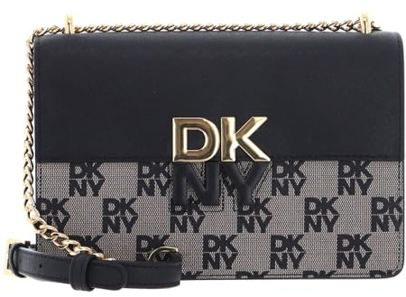 DKNY Women's Echo Small Chain Flap, Black Logo-Black, One size