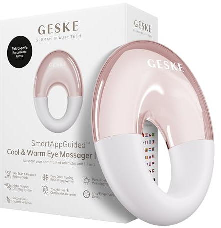 GESKE Cool & Warm Eye Massager | 7-in-1 Augenmassagegerät | SmartAppGuided™ | Massagegerät für die Augen | Batterielose Wärme- & Kühltechnologie | Gegen Augenringe & Tränensäcke