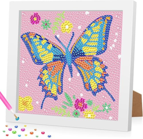 5D Diamond Painting Kinder mit Rahmen Full Diamant Painting Bilder Kinder,DIY Mosaikherstellung Basteln Mädchen Junge 6 8 10 12,Geschenk Kinder Ab 6 Jahre,18x18cm
