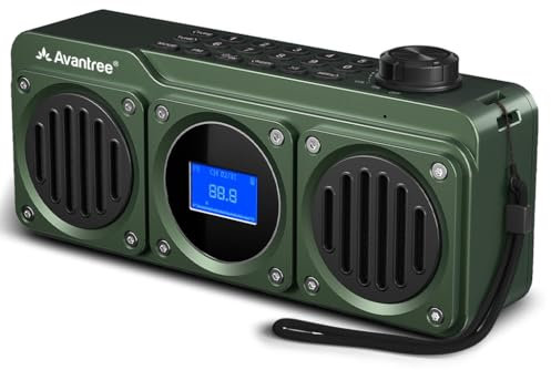 Avantree Boombyte - Portable Digital FM Radio with Bluetooth Speaker, Superb Sound, Metal Finish, MP3 Player, Support Micro SD Card & USB Audio Input, Long Play Time, Rechargeable, Easy to Use - Green