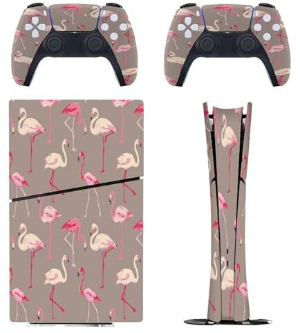 Retro Flamingo Bird kompatibel mit PS5 Slim Konsole Skin und Controller Digital Edition Skins Set, präzise Passform und einfache Installation