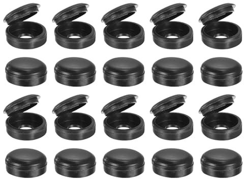 Sourcing Map Lot de 100 capuchons à vis en PVC noir, 6 mm, cache-vis à charnière en PVC