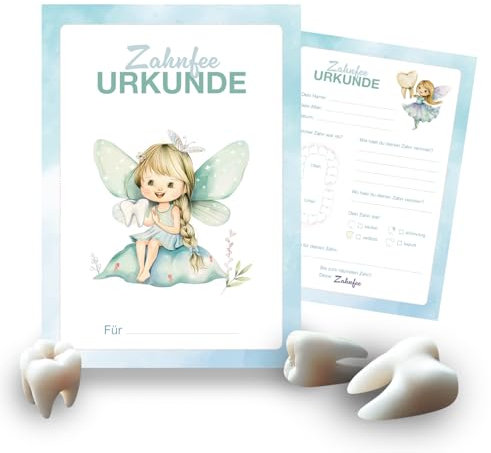 Zahnfee Urkunde (20 Stück) – Geschenk für Mädchen und Jungen – Zahn Zertifikate für die Milchzähne und Erinnerung an die ersten Zahnlücken