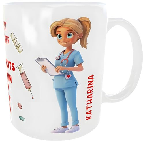 Tasse Gesundheitspflegerinnen mit Herz Krankenpflegerinnen Geschenk Kaffeebecher Teetasse Becher Kaffeetasse Mug (Blond)