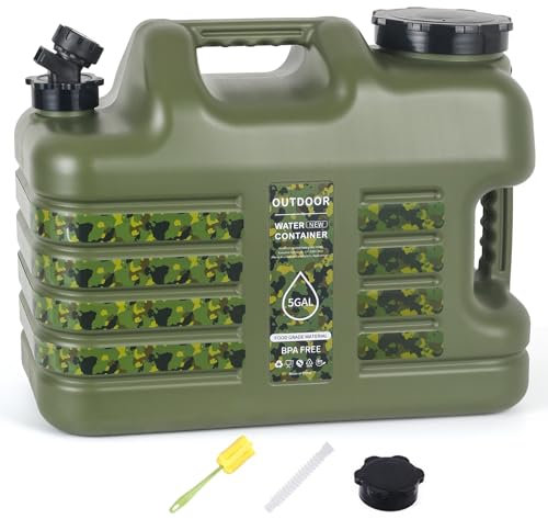 ASIEIT 5 Gallon Water Jug with Spigot, Portable Water Tank BPA Free, Leak-Proof Water Containers for Camping Water Storage Containers for Emergency Outdoor Hiking Picnic, Green